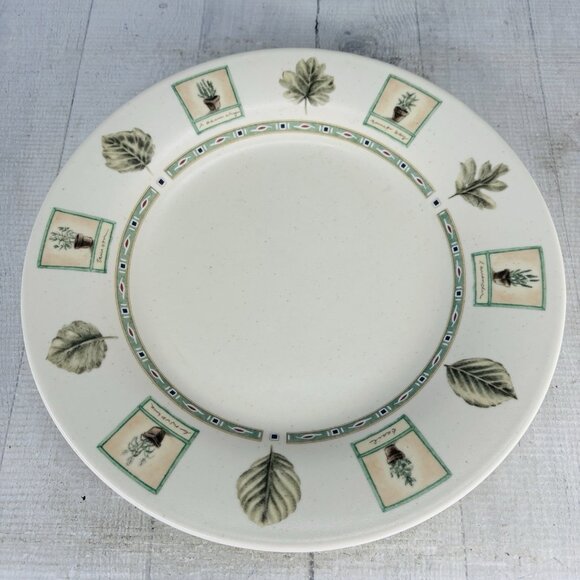 Pfaltzgraff NATUREWOOD Leaves Herbs Garden Tools Stoneware Dinner Plates Set 4 - Picture 8 of 16
